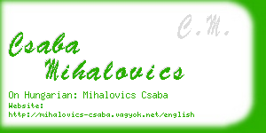 csaba mihalovics business card